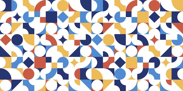 Abstract vector geometric seamless pattern color simple geometric elements repeat tiles wallpaper or website background design background in retro style