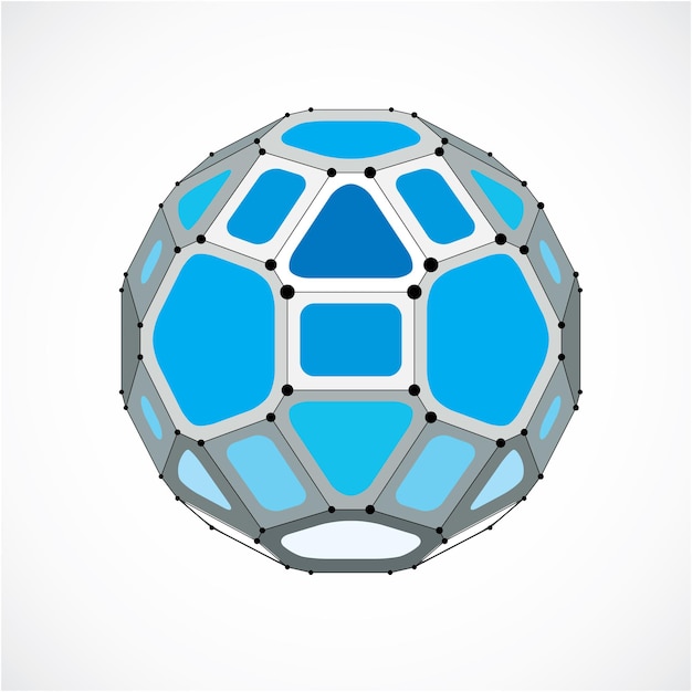 abstract vector low poly object with black lines and dots connected. blue 3d futuristic ball with overlapping lines mesh and geometric figures.