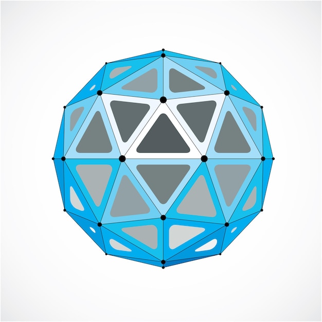 abstract vector low poly object with black lines and dots connected. blue 3d origami futuristic form with black overlapping lines mesh.