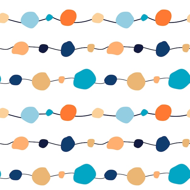 Abstract vector pattern of multicolored spots of different shapes. Blue, yellow and orange shades. S