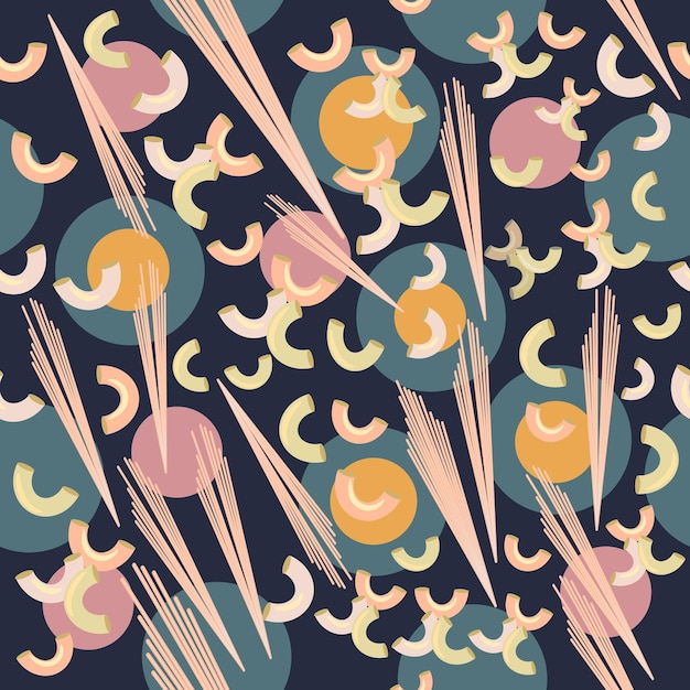 Abstract vector pattern pink macaroni on dark blue background