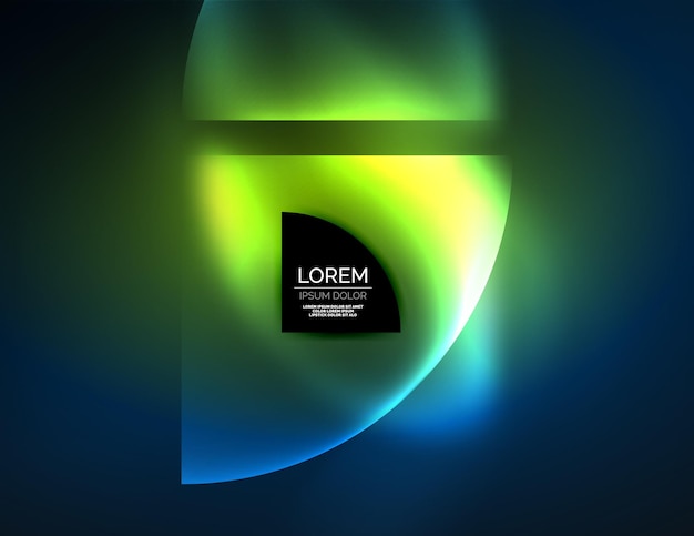 Abstract vector round banner glowing round elements geometric shape abstract background green and blue colors