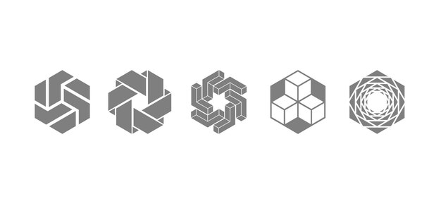 Abstract vector set with star and hexagon patterns ideal for creating textured backgrounds