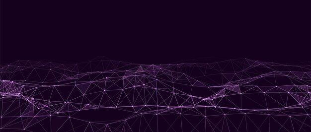 Abstract vector technology wave of particles Big data visualization Background with motion dots and lines Artificial intelligence