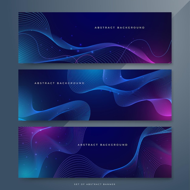 abstract vector wave line flowing blue and pink purple gradient color isolated on black background for design elements in concept technology music science ai tech banner