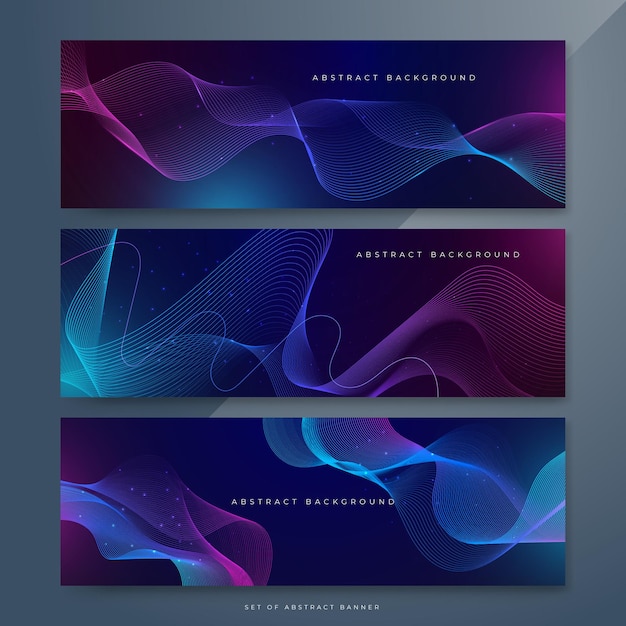 abstract vector wave line flowing blue and pink purple gradient color isolated on black background for design elements in concept technology music science ai tech banner