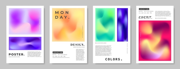 Abstract vibrant gradient mesh vertical background template copy space set for poster or banner