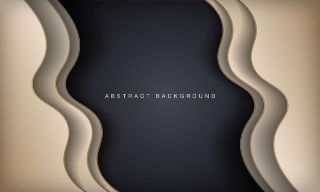 Abstract wave black and gold luxury background Modern papercut template