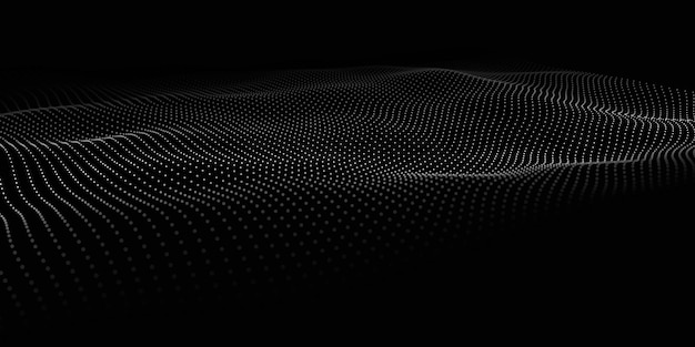 Abstract wave Dark background with dots Big data 3d wave