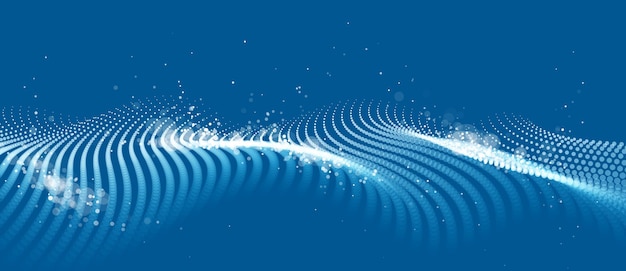 abstract wave flow of runny dotted particles vector abstract background, technology and science big data flow, nanotechnology, connection information tech design.