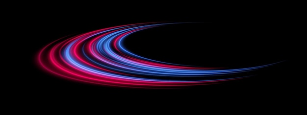Abstract wave Red and blue lines in soft swirl with motion blur Smooth energy path modern dynamic design