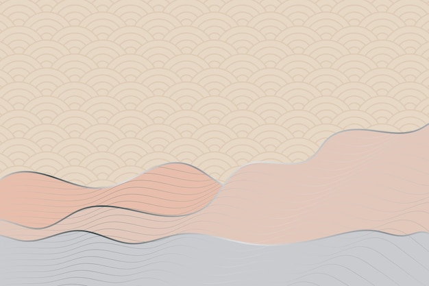 abstract wave style background with geometric japanese pattern and wavy striped lines