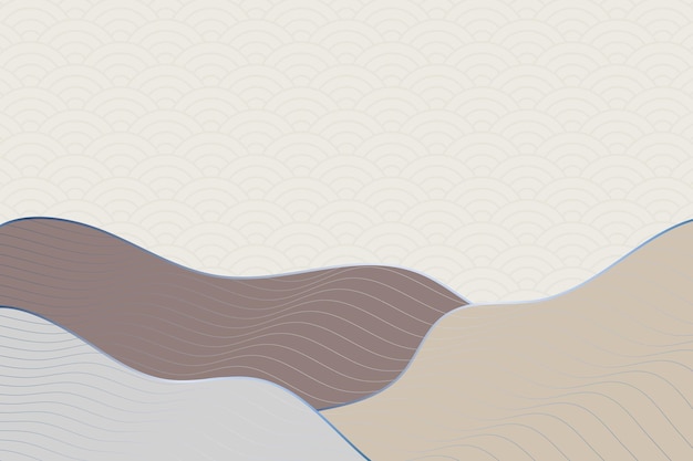 Abstract wave style background with geometric japanese pattern and wavy striped lines