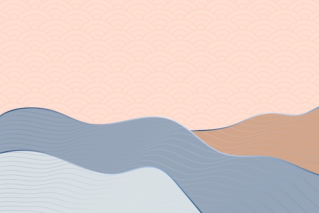 Abstract wave style background with geometric japanese pattern and wavy striped lines