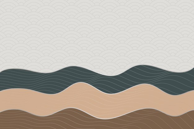Abstract wave style background with geometric japanese pattern and wavy striped lines