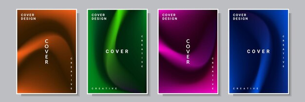 abstract wavy multicolor gradation cover background collection design vector graphic