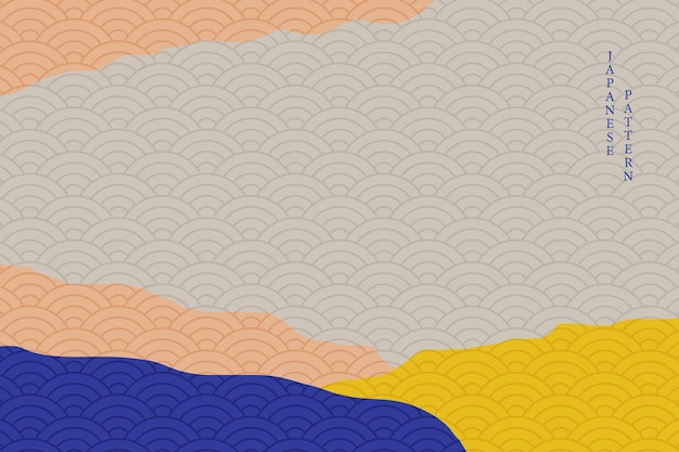 abstract wavy style background with geometric japanese pattern