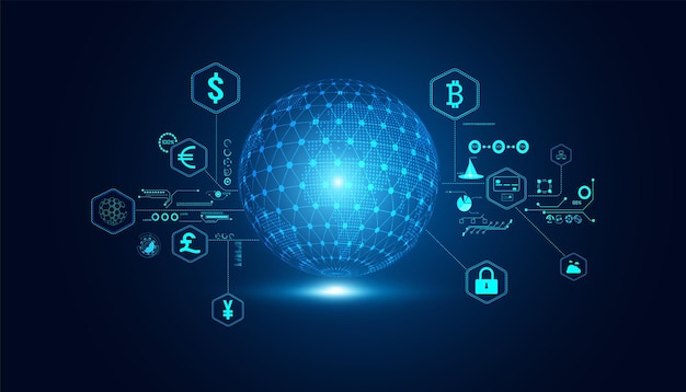abstract world digital finance in the online world consists of various kinds of currencies