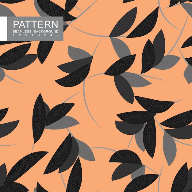 Abstratct leaves with branches seamless pattern