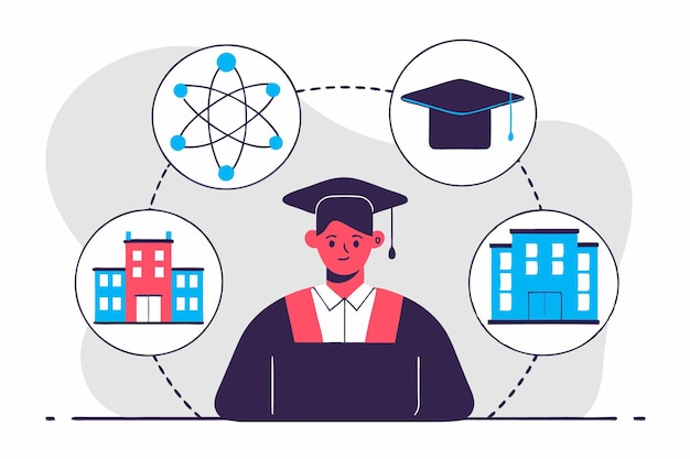 Academic excellence illustration on white background