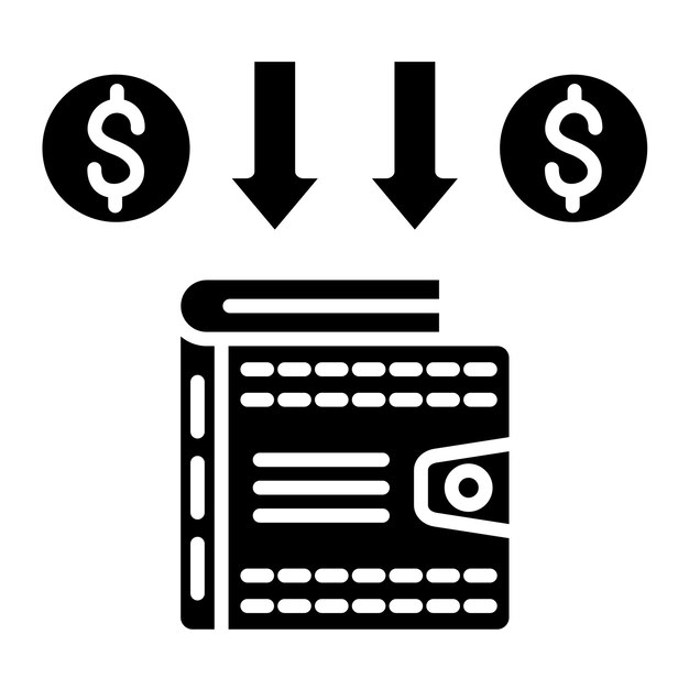 Account Receivable Glyph Solid Black Illustration