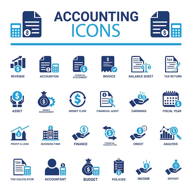 accounting icon set contains financial statement accountant financial audit invoice