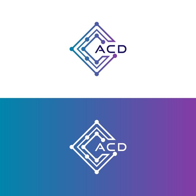 acd tech initial logo design icon for technology Digital Tech business acd tech logo acd
