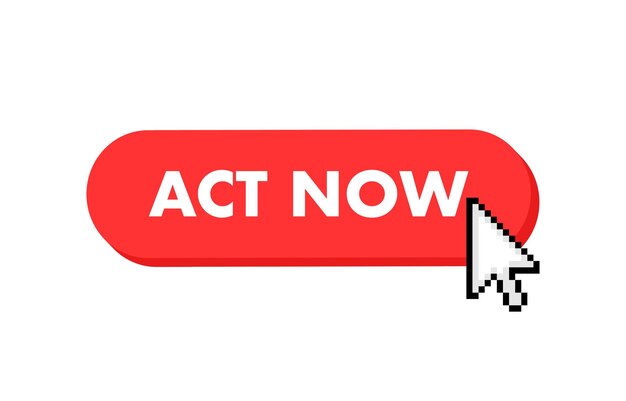 Act now button with cursor Pointer click Vector web button