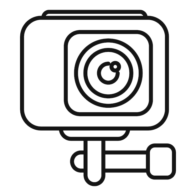 Action camera with mount for recording videos in line art style