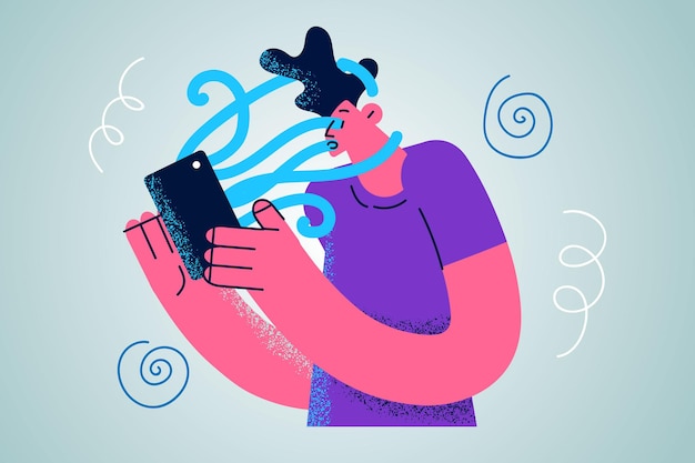 Addiction to media and gadgets concep