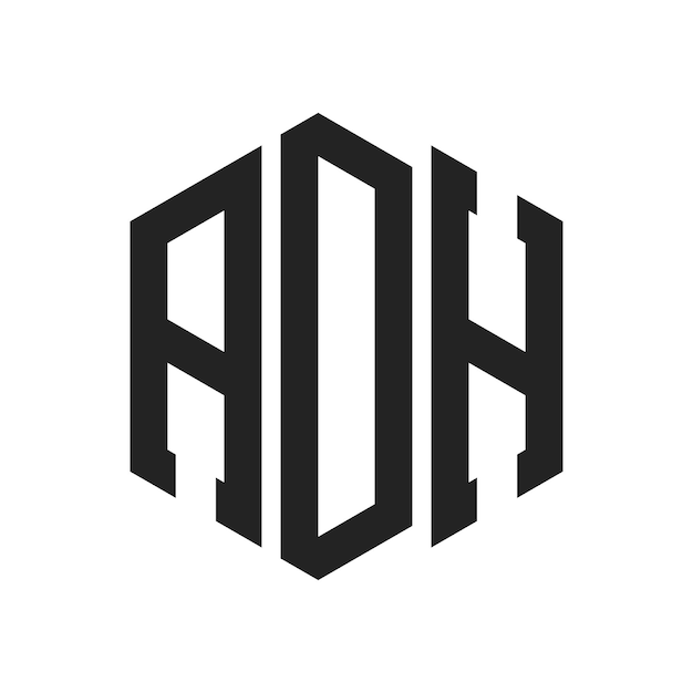 ADH Logo Design Initial Letter ADH Monogram Logo using Hexagon shape