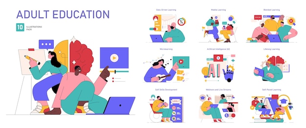 Adult Education Flat Vector Illustration