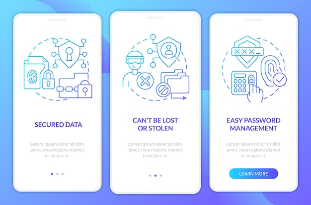 Advantages of digital identity blue gradient onboarding mobile app screen