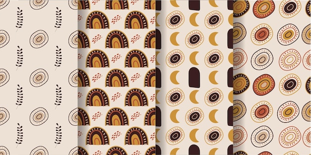 Aesthetic patterns Boho patterns Set of seamless patterns in abstract style