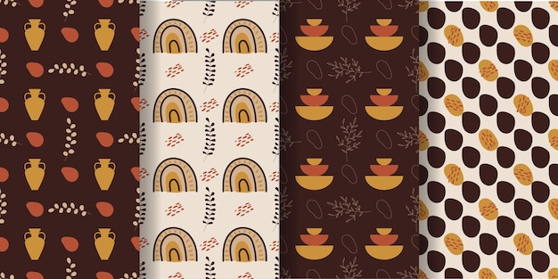 Aesthetic patterns Boho patterns Set of seamless patterns in boho and aesthetic style