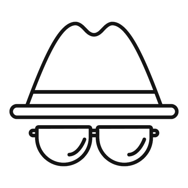 agent hat and glasses icon outline vector secret service call support