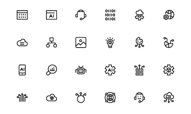 AI and Networking Icons HighQuality for Machine Learning Cloud Networking Data Security and UIUX