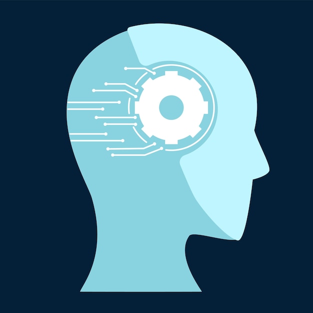 AI Artificial intelligence Head robot Machine learning technology neural networks