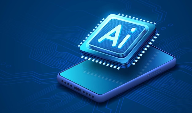 ai chip phone innovation tech ai art technology vector illustration