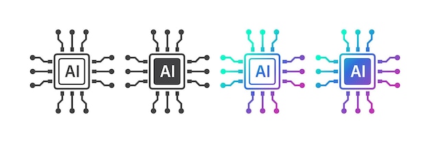 AI chips digital technology on a white background AI computer processor Digital technology artificial intelligence concept design Icon element for application and web Vector illustration
