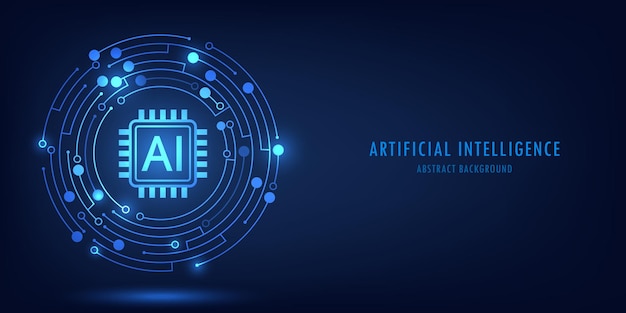 AI chipset on circuit board Artificial intelligence abstract background Futuristic technology concept Artificial intelligence Machine learning and Digital technology design Vector illustration