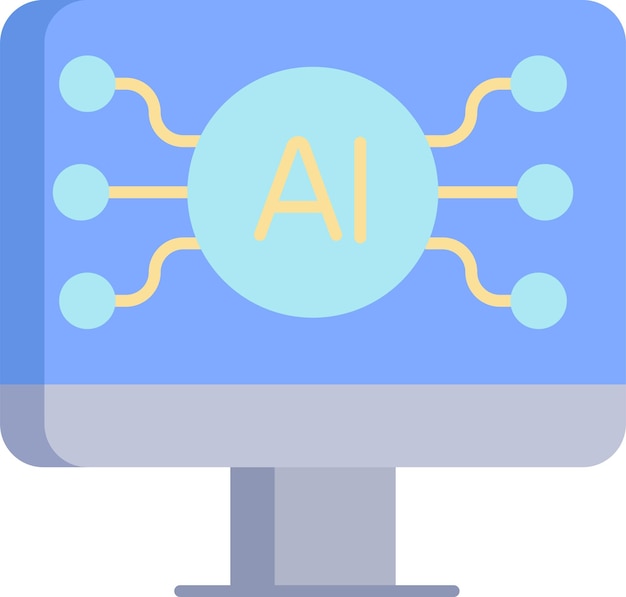 AI Computer Monitor Artificial Intelligence Processing and Data Visualization
