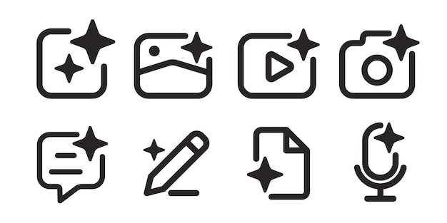 AI generated icon Artificial Intelligence line icon set Icon element for app website and interface Symbol Collection Vector illustration