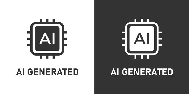 Ai generated icon Microchip with artificial intelligence label vector illustration Represents digital automation and smart computing symbol Useful for technology and innovation sign