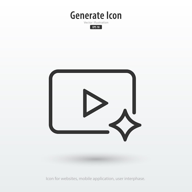 AI generated video icon Video generative by Machine learning AI enters by command prompt to generate ideas Icon element for apps web Vector illustration