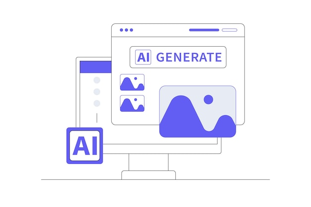 AI Image Maker Concept Artificial intelligence generates image with command AI tool inputs word