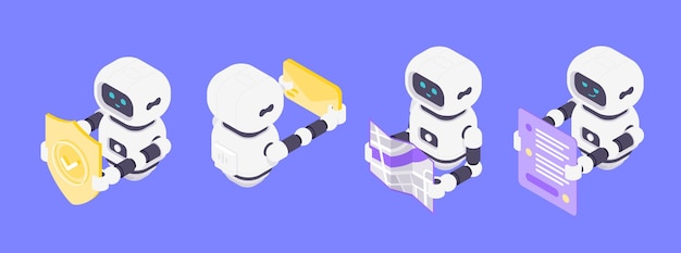 AI Robots With Security Shield Data Envelope Navigation And Chat Interface Technology