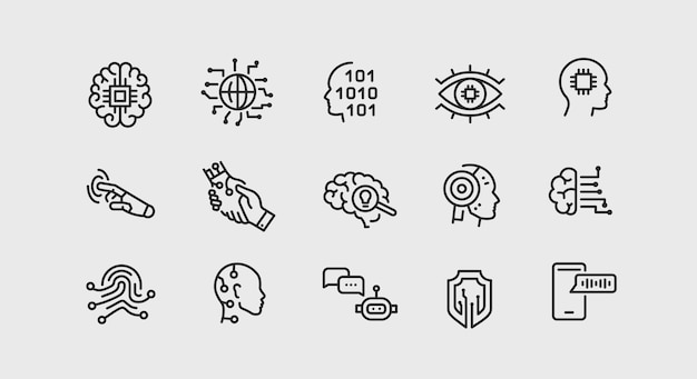 Ai technology icons set