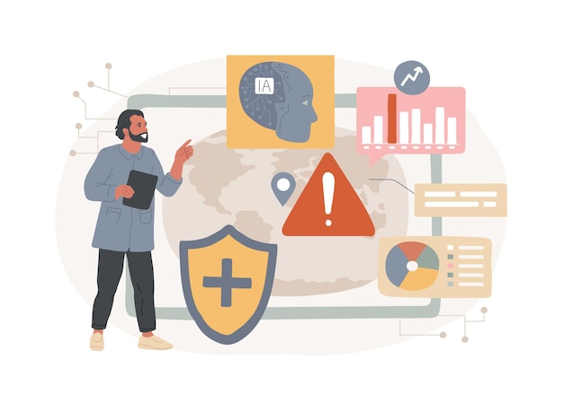 AIEnhanced Emergency Response abstract concept vector illustration