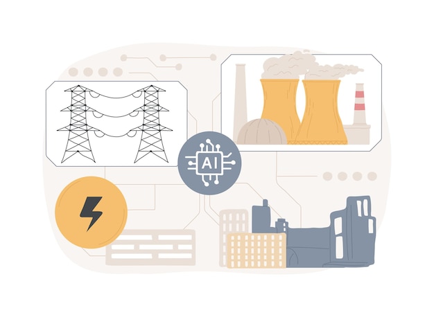 aienhanced energy grid management abstract concept vector illustration energy efficiency and